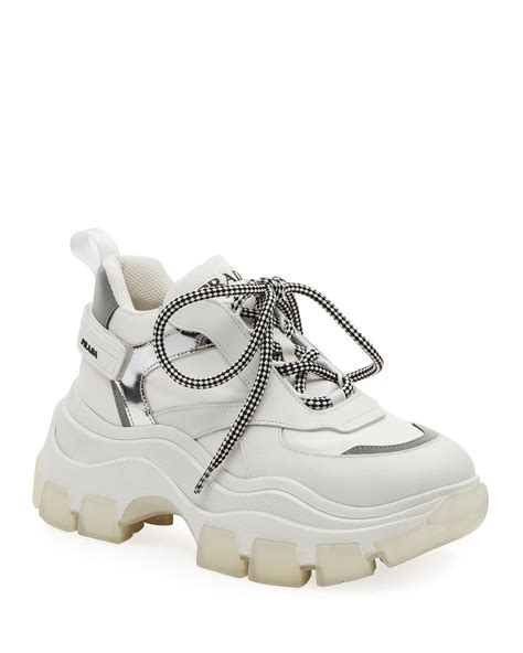 prada knit slip on sneakers|prada white platform sneakers.